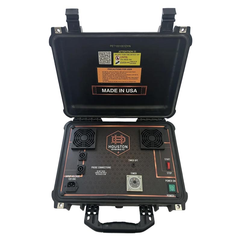 Elektra PEMF device from pulsed energy technologies top down view box open