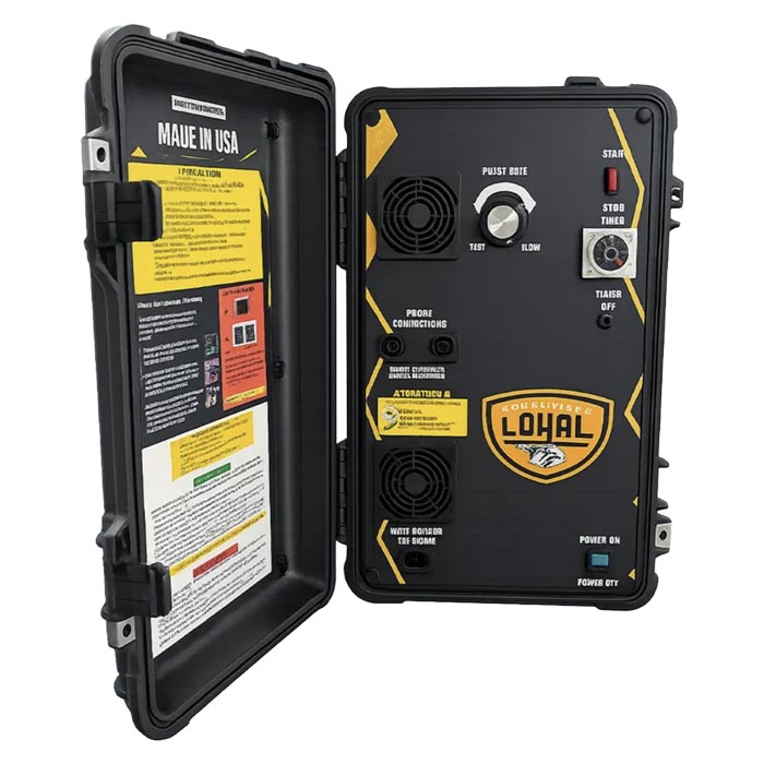 Hercules PEMF device from pulsed energy technologies doors open