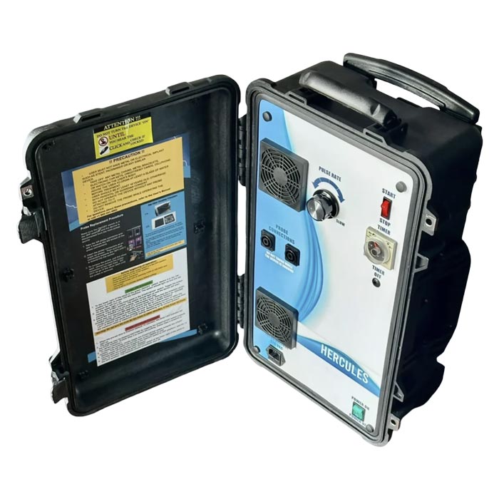 Hercules PEMF device from pulsed energy technologies top down view door open
