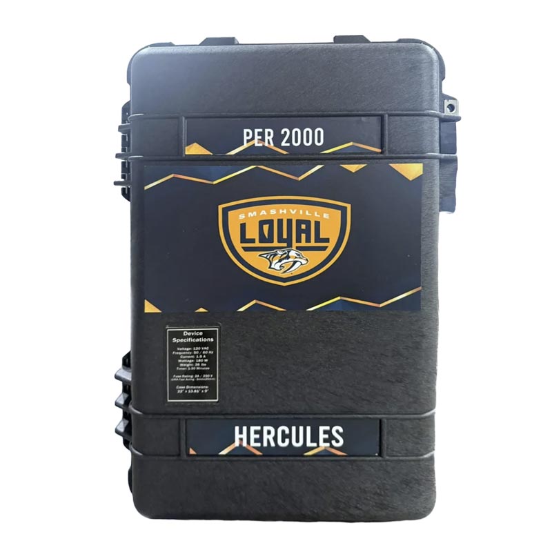 Hercules PEMF device from pulsed energy technologies closed door with custom logo Smashville Loyal Nashville Predators