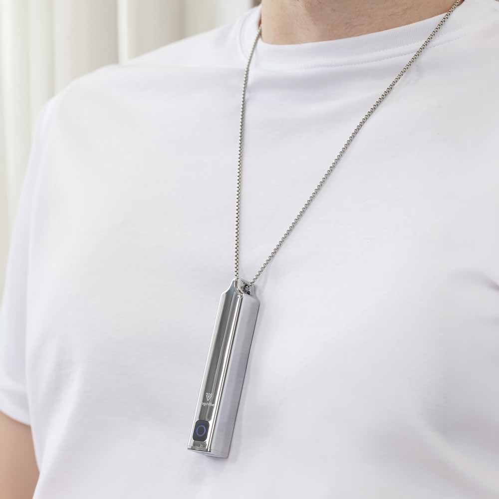 Resona Health VaguVibe worn around neck on chain close up